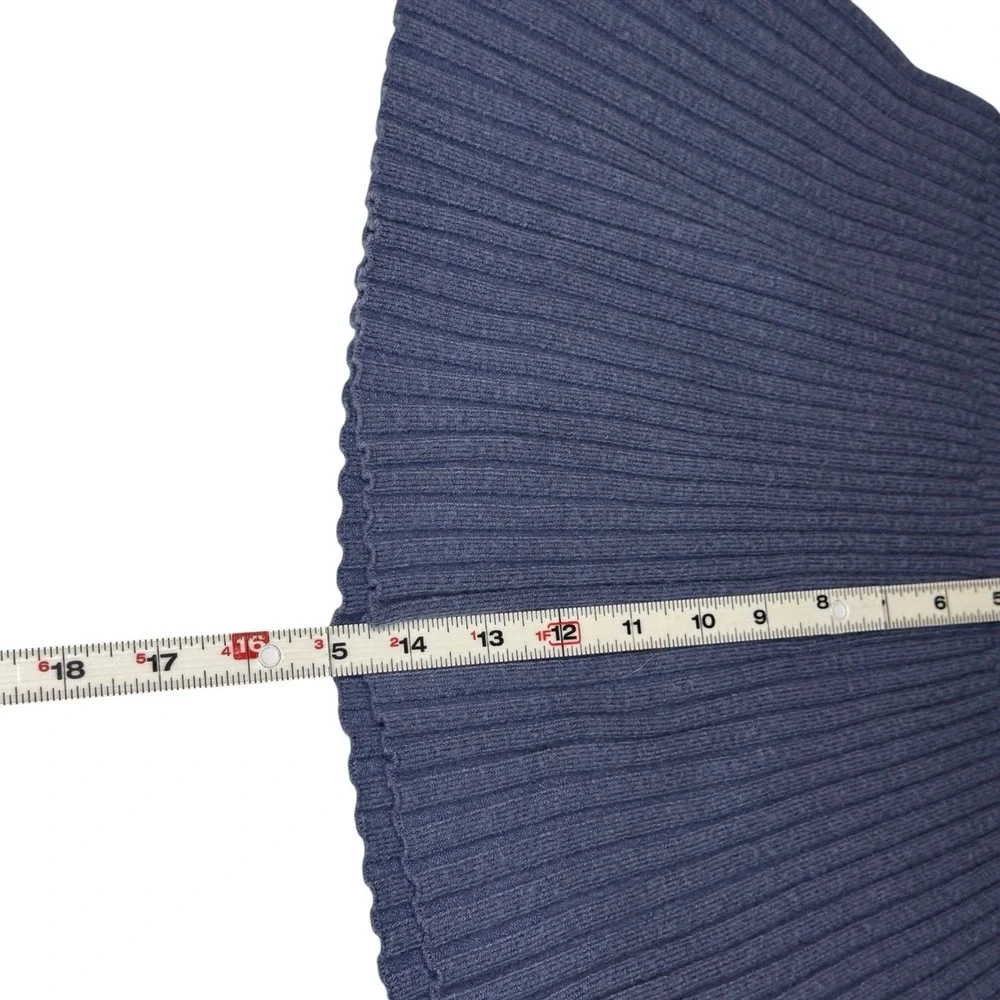 Aerie Ribbed Knit Mini Skirt Small Flared A Line Blue Casual Preppy Coastal Cute
